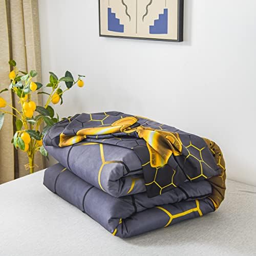 NTBED Game Console Comforter Set for Boys Girls Kids 3D Gaming Geometric Lightweight Microfiber Bedding Sets (Gold, Twin) - Image 6