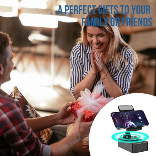 Cell Phone Stand with Wireless Bluetooth Speaker, LED, Anti-Slip Base HD Surround Sound,Perfect for Home/Outdoor with Bluetooth Speaker for Desk Compatible with iPhone/ipad/Android,Gifts for Men Women - Image 6