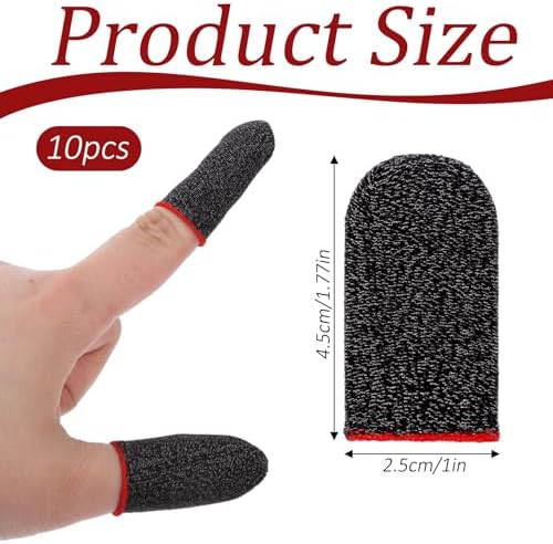 10 Pieces Ultra-Thin Silver Fiber, 0.3mm Gaming Finger Sleeves, Smooth Operation, Breathable, Anti-Sweat, Anti-Slip Design, Thumb Sleeve for Mobile Games Fit Mobile Phone Tablet Devices - Image 2