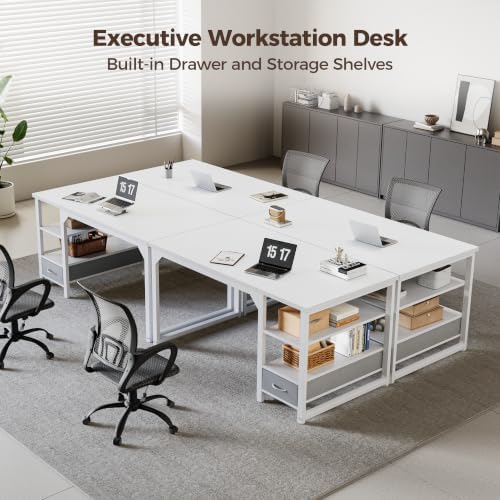 Mericonia 54" Reversible Computer Desk with Drawer, 1" Thick Office Desk - Image 7