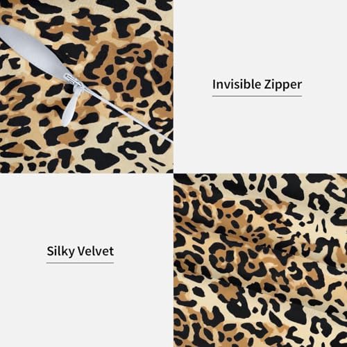 Pillowcase Set of 2 Leopard Animal Cheetah Print Throw Pillow Covers Shells for Couch Office Bedroom Home Decoration, 18"X18" - Image 3