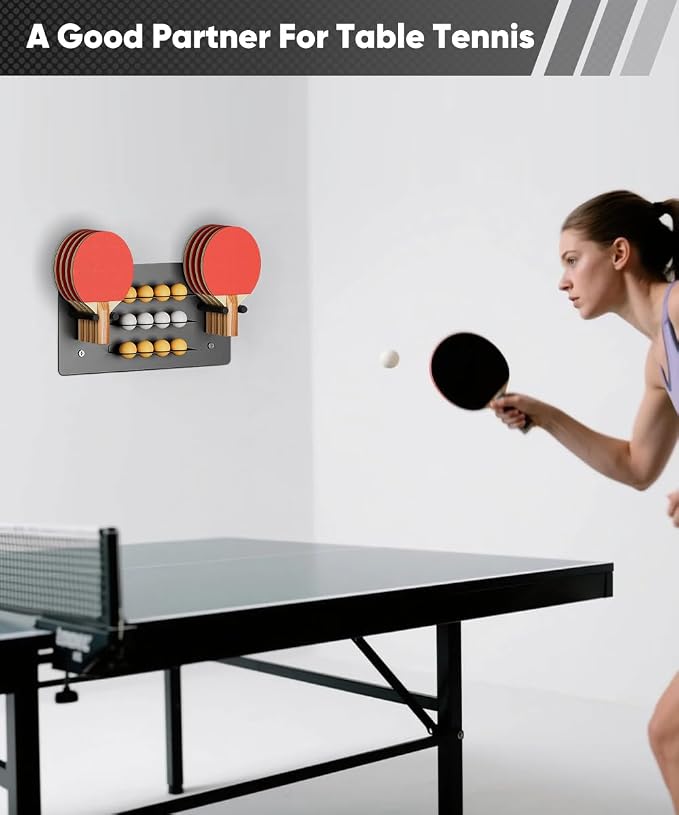 Ping Pong Paddle Holder, Wall Mounted Metal Magnetic Table Tennis Storage Rack Holds - Image 6