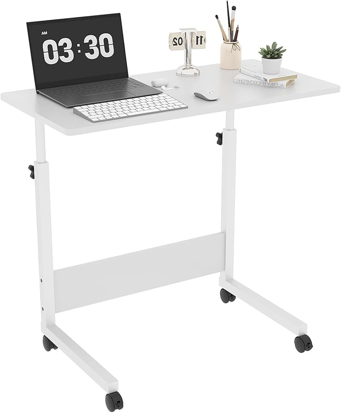 FCH Portable Computer Workstation, Standing Desk Adjustable Height, Small Computer Desk w/Rolling, Sit Stand Laptop Desk TV Tray for Bed Sofa Hospital Reading Eating, Rustic Brown, 23.6" by FCH
