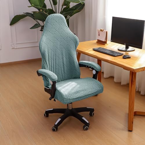 FORCHEER Green Gaming Chair Covers with Armrest Covers Stretch Jacquard Computer Game Chair Slipcover 4 Pieces Cat Scratch Proof Washable - Image 2
