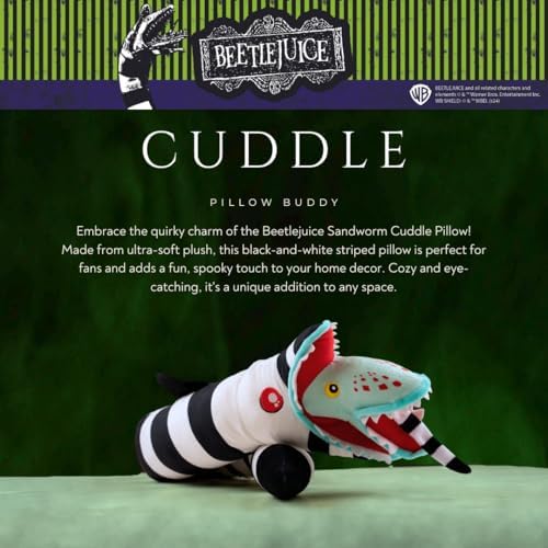 Franco Beetlejuice Halloween Sandworm Bedding Super Soft Cozy Decorative Pillow, (Officially Licensed Product) Collectibles - Image 2