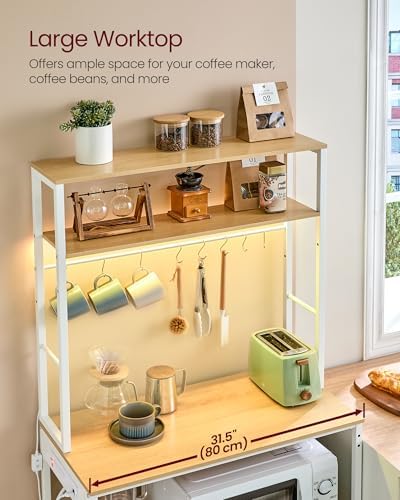 VASAGLE Coffee Bar with LED Lights, 31.5 Inches Bakers Rack - Image 7