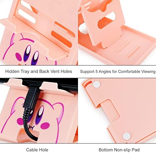 Tscope Cute Switch Stand, Compact Foldable Multi-Angle Adjustable Playstand Bracket, Portable Desktop Holder for Nintendo Switch/Switch 2 / Lite/OLED (Pink) - Image 6