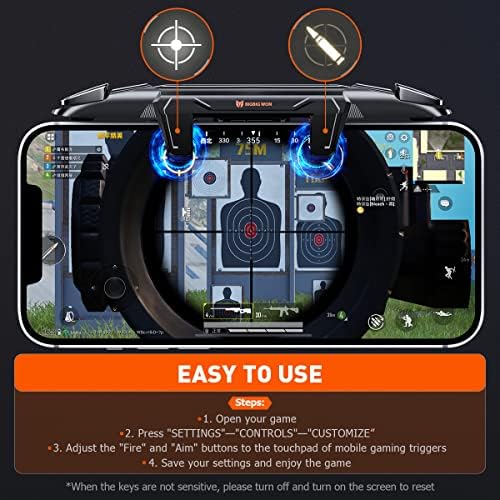 BIGBIG WON Gaming Triggers, Mobile Game Controller for PUBG/Fornite/Call of Duty Integrated Mobile Triggers Aim Button Shooter Joystick for iPhone and Android Mobile Gaming Trigger Black - Image 6