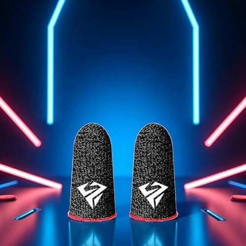 1 Pair for Pubg Mobile Games Gaming Finger Sleeve Breathable Fingertips Sweatproof Fingertip for Mobile Cove Slip Finger Gloves, Cell Phone Gaming Finger Sleeves,Gaming Accessories (Red) - Image 4