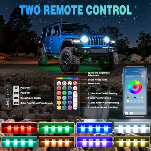 Nilight RGBW LED Rock Lights Kit 8 Pods 22 LEDs Wide Angle Lighting - Image 5