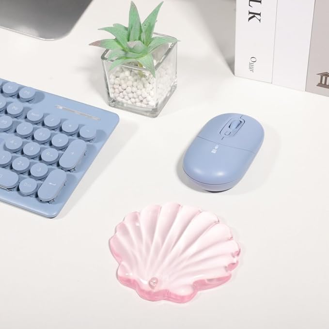 Gel Wrist Rest for Keyboard and Mouse Pink Transparent Shell Keyboard Wrist Rest Ergonomic Cute Pink Clear Cool Seashell Mouse Wrist Pad Silicone Non-Slip Support for Computer Gaming Home Office - Image 8