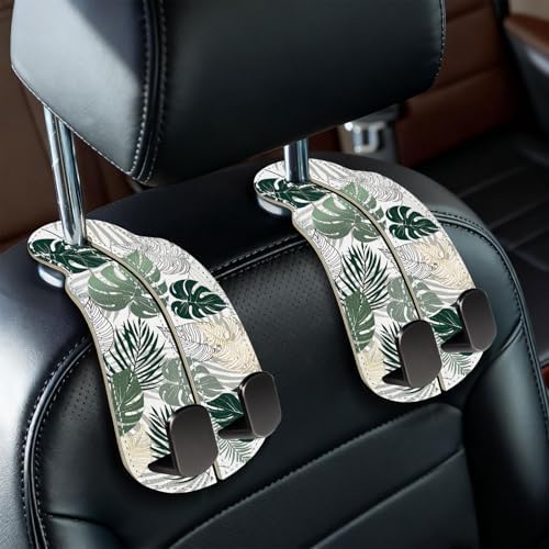 Blusabaca 2PCS Car Seat Headrest Hooks, Purses Bags Holder, Tropical Leaf by Blusabaca