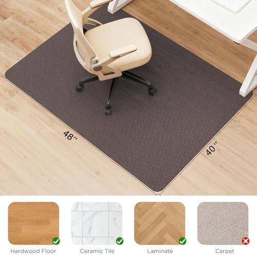 Sycoodeal Office Chair Mat for Hardwood & Tile Floor, 40" x 48" Computer Gaming Chair Mat for Rolling Chairs Non-Curve, Anti-Slip,Heavy Duty Floor Protector for Home Office (Coffee) - Image 2