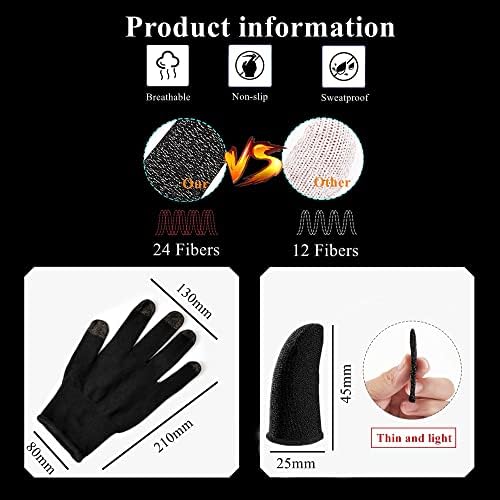 Gaming Gloves for Sweaty Hands - Rakizbe High-Sensitive Anti-Sweat Breathable Seamless Touch Screen Gloves with Thumb Finger Sleeves for iPad/Mobile Game Controller - Image 2