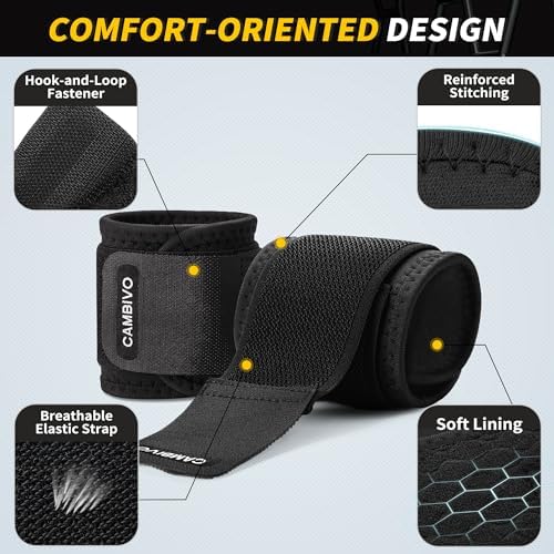 CAMBIVO 2 Pack Wrist Brace for Carpal Tunnel with wraps, Black | Wrist Support, Adjustable Wrist Wraps for Weightlifting, Tendonitis, Pain Relief, Sleeping, Night, Gym, Neoprene, Both Hands - Image 5