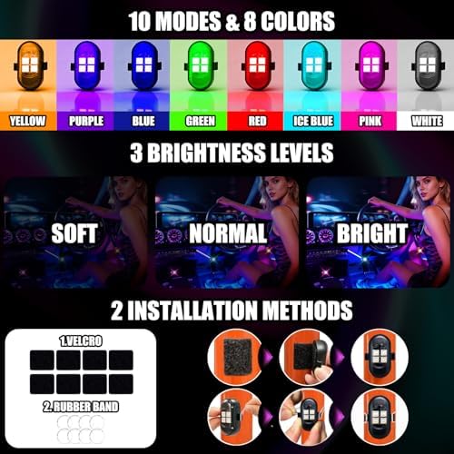 Wireless LED Lights for Car, Rechargeable Interior Car Lights - Image 6