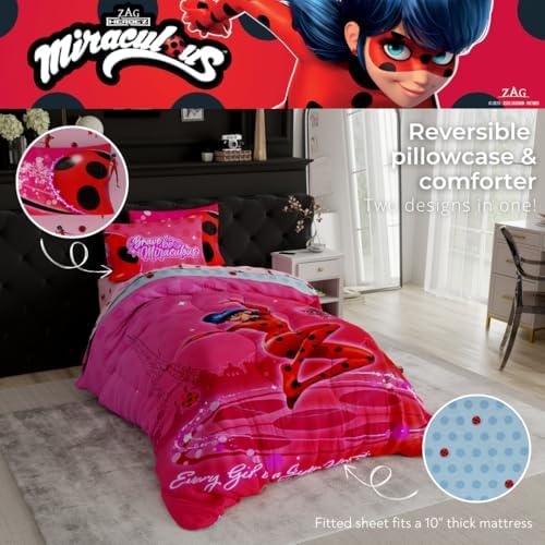 Miraculous: Tales of Ladybug and Cat Noir Kids Bedding Super Soft Comforter and Sheet Set, 5 Piece Full Size, (Officially Licensed Product) - Image 7