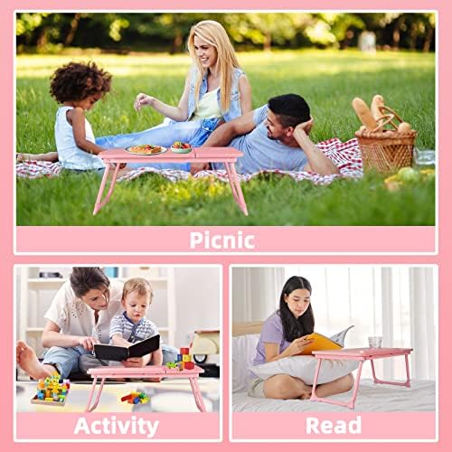 CloudTrip Laptop Desk for Bed or Couch, Lap Desk, Woking in Bed Desk, Home Office Desks, Breakfast Tray, Desk with Cup Holder, Watching Movies in Bed, Laptop Stand for Bed, Fordable Legs Desk (Pink) - Image 6