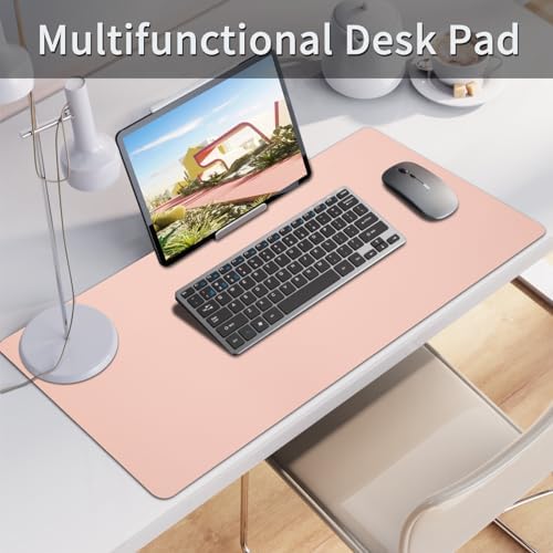 Bloss Pink Desk Mat, Waterproof Non-Slip Leather Desk Pad, Large Mouse pad, Computer Mat for Desk, Pink Desk Accessories Easy Clean for Office/Home(35.4×15.7 Inches) - Image 2