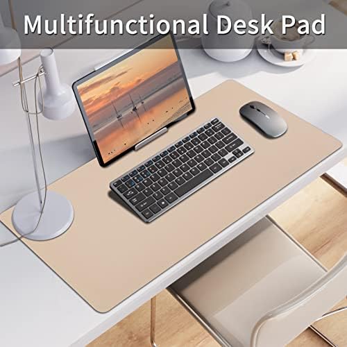 Leather Desk Pad, Mouse Pad, Non-Slip Desk Protector Mat, Leather Desk Blotter, Computer Desk Pad, Waterproof Desk Mat for Office Home Decor - Beige (31.5×15.7 Inches) - Image 3