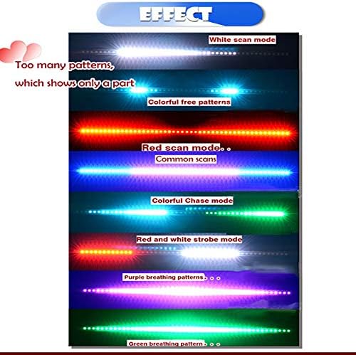 Juren RGB LED Knight Rider Scanner Light Strip 23inch 48-SMD Multicolored LED Flash Strobe Grille Light Car Truck Interior Exterior Lighting (Knight Rider Light) - Image 6