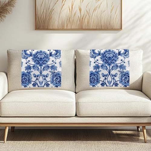 Headrest Cover for Small Recliner 26x16 Inch 2 Pcs - Easy Install Waterproof Polyester Slipcover, Non-Slip Breathable Protector with Nails for Home/Office, Celadon Flower Leaf Print - Image 2