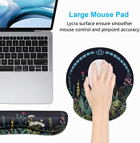 Dapesuom Keyboard Wrist Rest and Mouse Pad with Wrist Support, Cute Memory Foam Cushion for Keyboard and Mouse Set, Ergonomic Pad Rests with Non Slip Base for Easy Typing & Pain Relief, Elegant Flower - Image 5