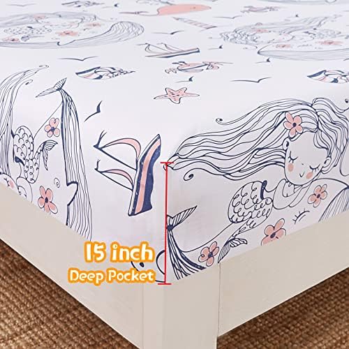 JSD Mermaid Ocean Theme Kids Full Sheet Set for Girls 4 Piece - Image 3