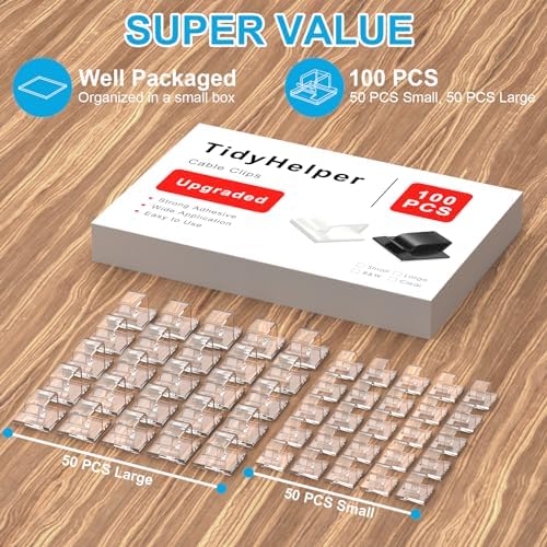 TidyHelper 100 PCS Outdoor Light Clips Clear, Small & Large Cable Clips - Image 2