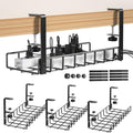3 Pack Cable Management Under Desk Tray, 47.1" No Drill Under Desk Wire Management with Upgraded Clamp, Metal Cord Organizers with Cable Organizers, PC Cord Organization Rack, Black by Xpatee