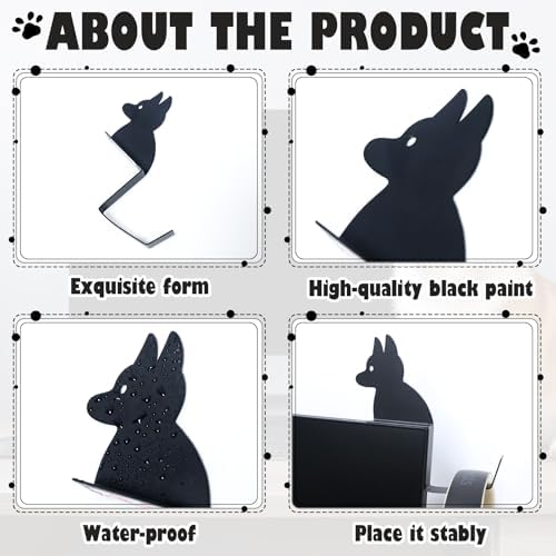 Metal Dog And Cat headphone holder for monitor, shepherd, Black - Image 4
