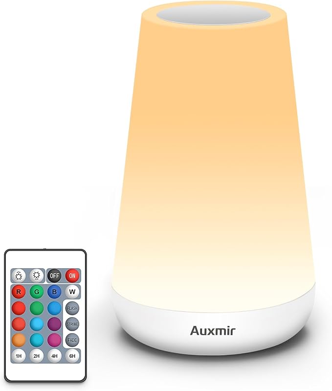 Auxmir Rechargeable Night Light, 13-Color Remote Control Lamp, White by Auxmir