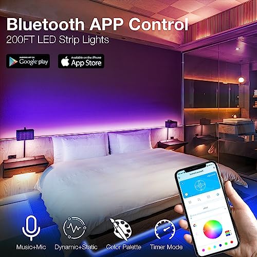 DAYBETTER Led Strip Lights 200 ft(2 Rolls of 100 ft) Smart Strips with App Control Remote, Led Lights for Bedroom, Music Sync Color Changing for Room Home Decor Party Festival - Image 3