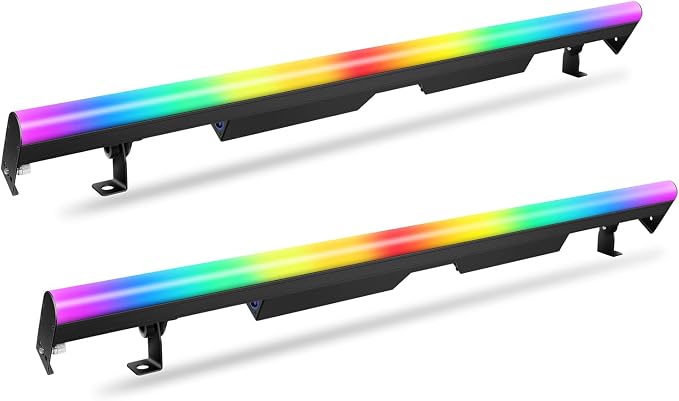 LED Stage Pixel Light Bar,60W 90 LEDs RGB DMX DJ Stage Wash Light Bar Side with Screw Seamless Stitching Design DMX Lights Strip for Event Stage Club Party Show Wedding Lighting 2Pack by ENDYSHOW