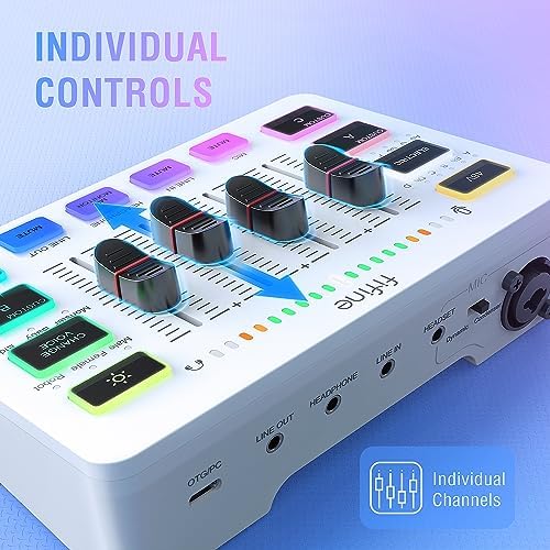 FIFINE Audio Mixer, Gaming Streaming PC Mixer with Slider Fader, XLR Microphone Interface, Monitoring, for Video/Game Voice/Podcast Recording-AmpliGame SC3W - Image 3