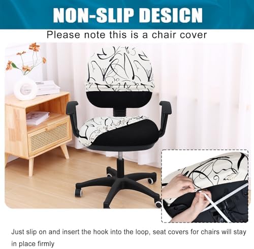 Smiry Stretch Printed Office Computer Desk Chair Covers for Seat & Backrest | Stretch Fit, Soft Fabric Universal Washable Removable, Anti-Dust Rotating Chair Slipcovers Protector - Image 3
