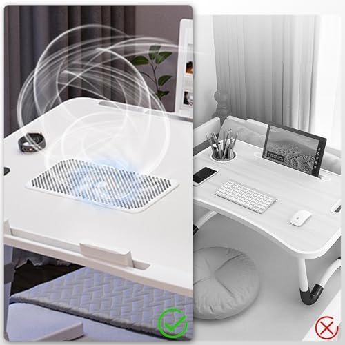 iXTRA Adjustable Laptop Lap Desk with Cooling Fan USB Light for Adults 60x40cm,White - Image 4