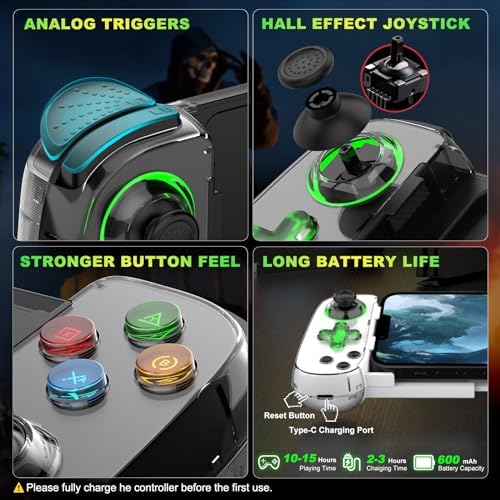 Koiiko Phone Game Controller for iPhone 17/Android/PC/Switch, Play COD, Genshin,Support Streaming on PS5/Xbox/PC Console, Cloud Gaming Wireless Gamepad Joystick, Turbo/6-Axis Gyro/Dual Motor, Green Light - Image 6
