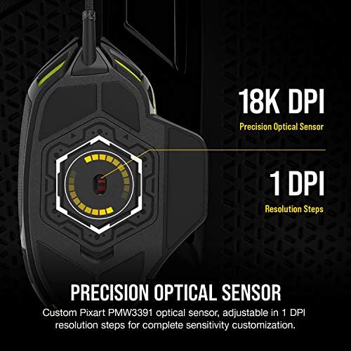 Corsair NIGHTSWORD RGB Adjustable Weight FPS MOBA PC Gaming Mouse – Black - Image 4