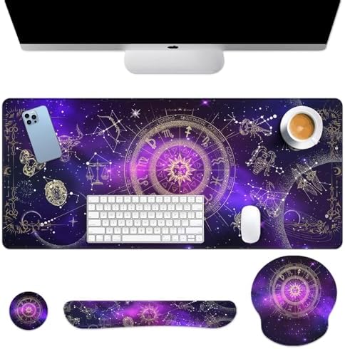 Arttown Keyboard Mouse Pad Set, 4 in 1 Desk Mat Set Galaxy Space by Arttown