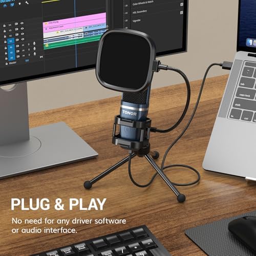 TONOR TC-777 Podcast Microphone, USB Computer Microphone, Cardioid Condenser PC Mic with Tripod Stand and Pop Filter for Podcasting, Streaming, Vocal Recording, Compatible with PC & Laptop, PS4/5 - Image 4