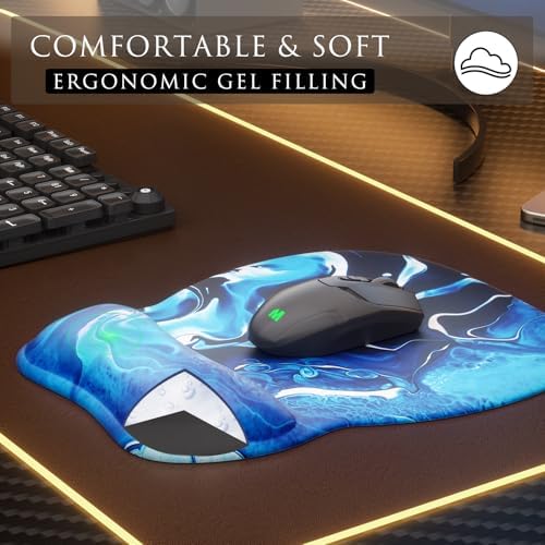 MROCO Ergonomic Mouse Pad with Gel Wrist Rest, 9.4 x 8.1 in, Blue Waves - Image 4