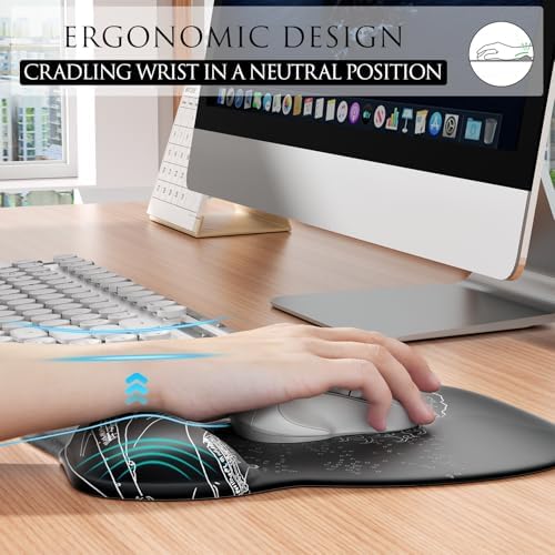 MROCO Ergonomic Mouse Pad with Gel Wrist Rest, 9.4 x 8.1 in, Kanagawa Wave - Image 4