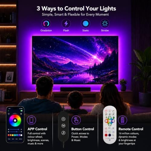 MORIACC LED Lights for TV, 13.1ft Behind TV Backlight for 32-65 Inch TV, Music Sync Strip Lights with APP and Remote Control, USB Powered for Gaming Bedroom Home Decor - Image 5