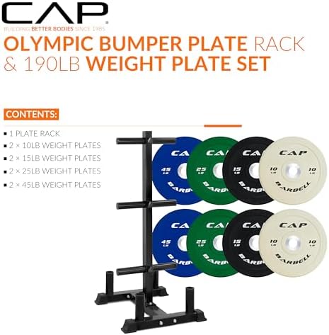 CAP 2-inch Olympic Bumper Plate Weight Set | 100-370 lbs | Multiple Colors | Storage Rack Optional - Image 2