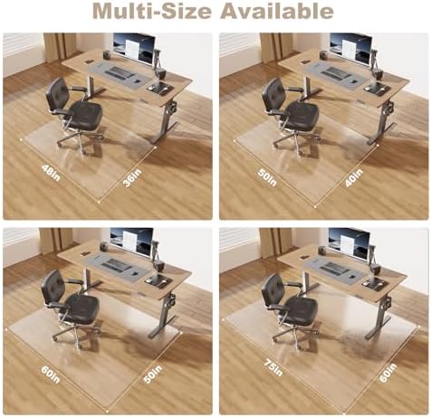 [Two-Sided Usable] 40” x 50” Hard Floor Chair Mats for Office, Clear Computer Chair Mat for Hardwood, Plastic Desk Floor Mat for Hardwood Floors, Rubber Office Chair Mat for Tile/Laminate Floor - Image 6