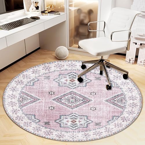 Office Chair Mat for Hardwood Floor, Vintage Computer Gaming Rolling Low Pile Carpet Floor Chair Mat, Anti-Slip Backing Round Desk Rug Floor Mat for Home by Heavyoff