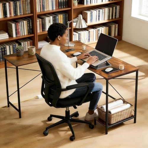L Shaped Desk Computer Desk, 50inch Brown Gaming Desk with CPU Stand - Image 4