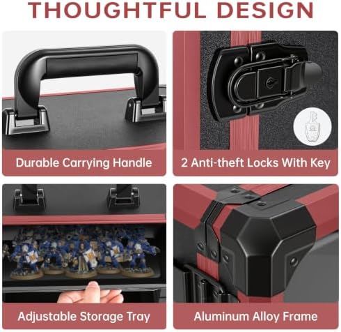 WELIDAY Miniatures Storage Case Miniatures Transport Case Aluminum Alloy Frame with Lock (Large Size) - Image 4