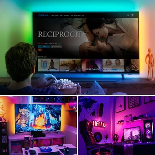 LEPOTEC 3 Pcs RGB LED Wall Lights,Wall Sconces Lamp with App Remote Control,Gaming Light Bar,Under Cabinet Lighting with Music Sync,Rechargeable Battery Operated Night Closet Light for Living Room - Image 5
